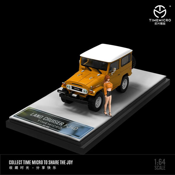 TIME MICRO 1/64 Toyota Land Cruiser FJ40 Yellow-Orange with Figurine