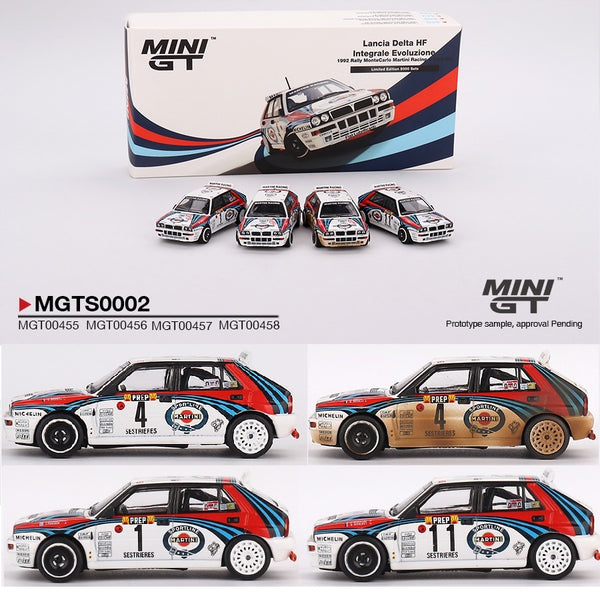 MINI GT 1/64 Lanica Delta HF Intergrale Evoluzione 1992 Rally Monte Carlo 4 Cars Set Limited Edition MGTS0002
