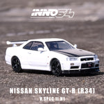 INNO64 1/64 NISSAN SKYLINE GT-R (R34) V-Spec II N1 White with carbon hood IN64-R34VS-WHI