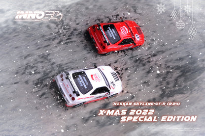 INNO64 1/64 NISSAN SKYLINE GT-R R34 "X'MAS 22" Special Edition With Santa Claus Figure included IN64-R34RT-XMAS22