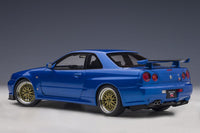 AUTOart 1/18 Nissan Skyline GT-R (R34) V-Spec II with BBS LM wheels - Bayside Blue 77409