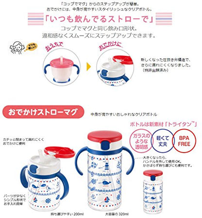 RICHELL Aqulea Clear Straw Bottle Mug (320ml) - Navy