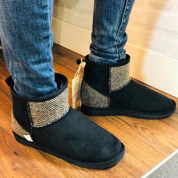 Harris Tweed Boots Black Large
