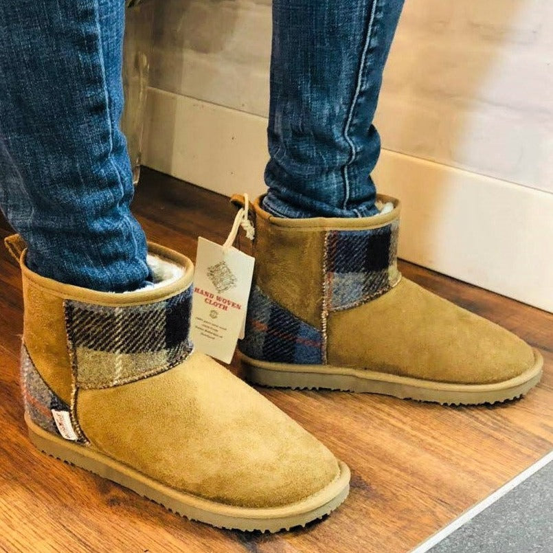 Harris Tweed Boots Camel Large
