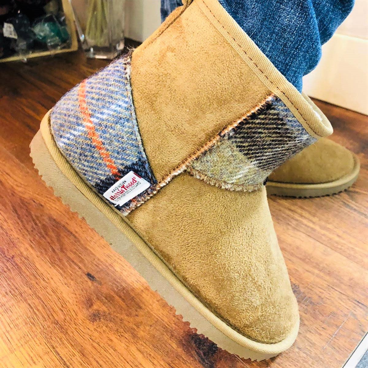 Harris Tweed Boots Camel Large
