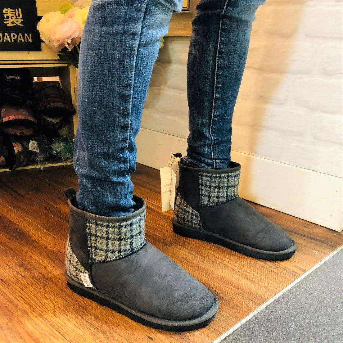 Harris Tweed Boots Grey Medium