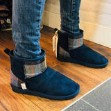 Harris Tweed Boots Navy Blue Large