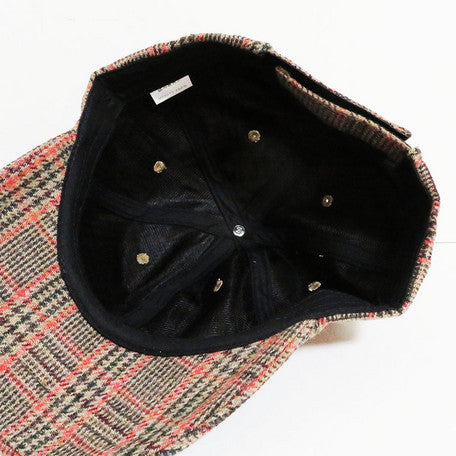 SHES Japan Glen Plaid Wool Cap - Orange