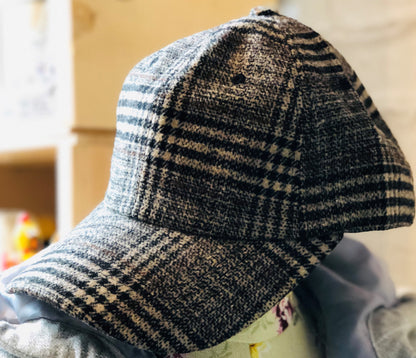 SHES Japan Glen Plaid Wool Cap - Brown