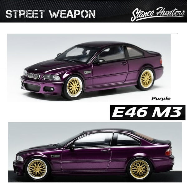 PREORDER Stance Hunters x Street Weapon 1/64 BMW E46 M3 with BBS Wheels (Purple) (Approx. Release Date : MAY 2023 subject to manufacturer's final decision)