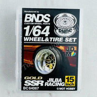 BNDS 1/64 Alloy Wheel & Tire Set SSR JILBA RACING GOLD BC64067
