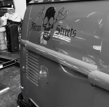 Tarmac Works x Schuco COLLAB64 1/64 Volkswagen T1 Panel Van Mean Streets Special Edition with metal oil can and special paper box T64S-005-FAT