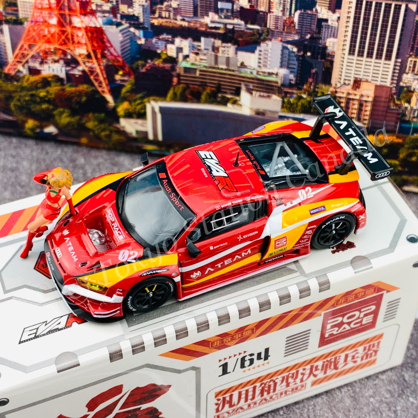 POPRACE 1/64 Audi R8 LMS EVA RT Production Model Type-02 X Works with Race Queen Figure PR64-R8LMS-EVA02 (9588826261931)