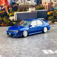 BM CREATIONS JUNIOR 1/64 Subaru Impreza WRX STi 2001 BLUE LHD with Extra Wheel Set and Lowering Parts 64B0079