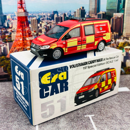 ERA CAR 51 1/64 VOLKSWAGEN CADDY MAXI UK Fire Rescue Car 1ST Special Edition VW21CAMRF51