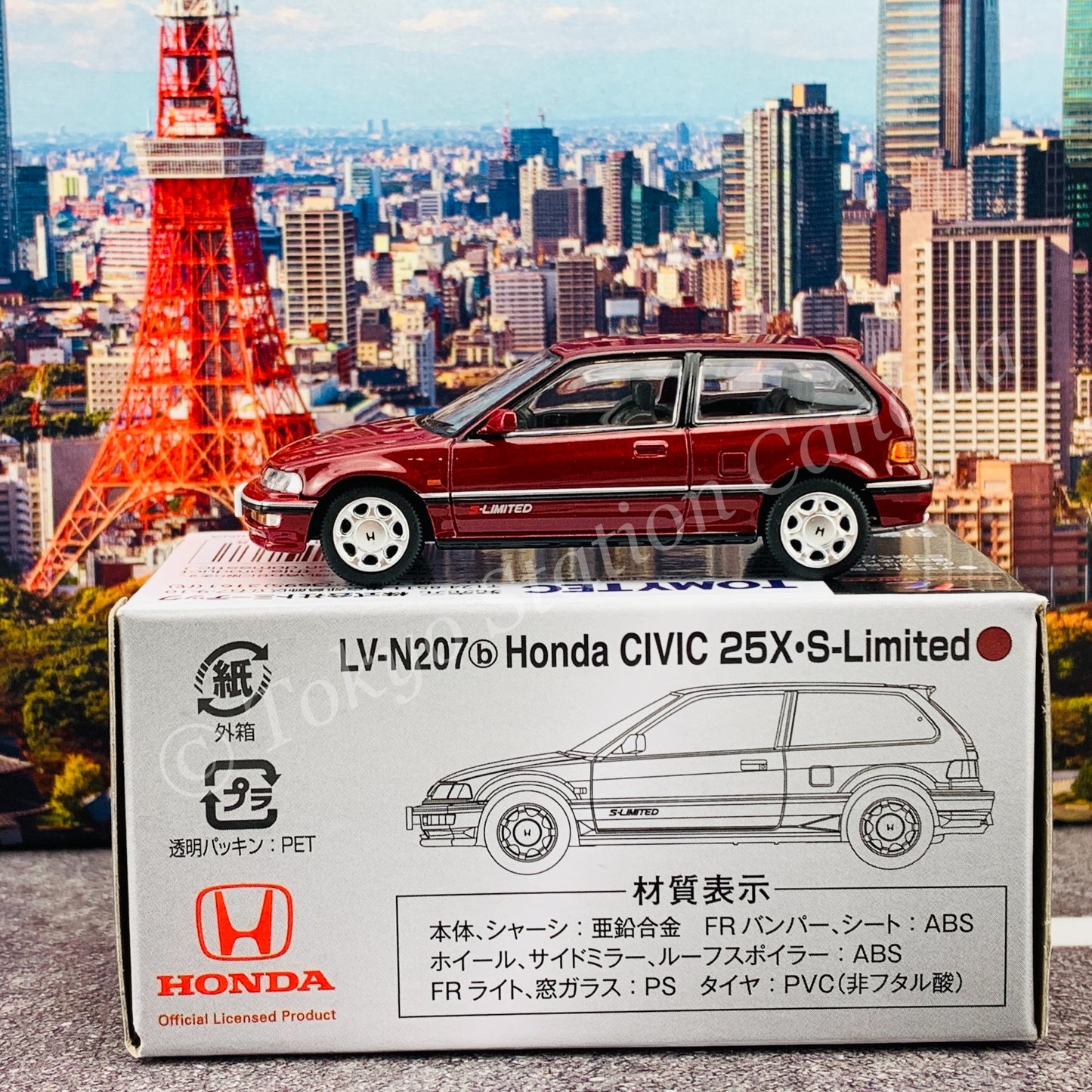 Tomytec Limited Vintage Neo 1/64 Honda Civic 25X S-Limited (Red Metallic) LV-N207b