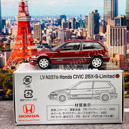 Tomytec Limited Vintage Neo 1/64 Honda Civic 25X S-Limited (Red Metallic) LV-N207b