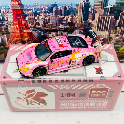 POPRACE 1/64 Audi R8 LMS EVA RT Production Model Custom Type-08 X Works with Mari Makinami figure PR64-R8LMS-EVA08