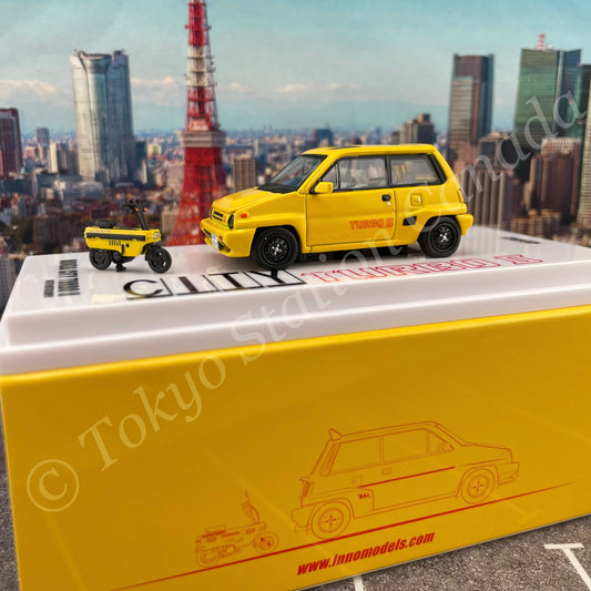 INNO64 1/64 HONDA CITY TURBO II Yellow With MOTOCOMPO IN64-CITYII-YL