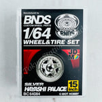 BNDS 1/64 Alloy Wheel & Tire Set HAYASHI PALACE SILVER BC64084