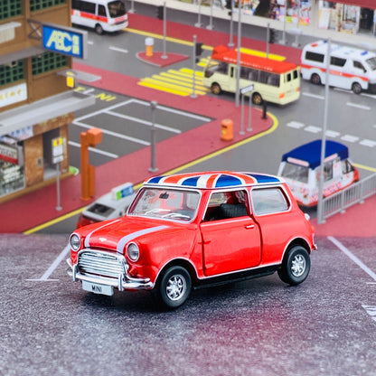 Tiny City 153 Mini Cooper Red with Union Jack Roof & White Bonnet Stripes (RHD) ATC64542