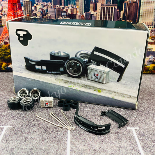 Tarmac Works 1/64 PARTS64 AL13 Wheels DC 003 - Designed for RWB Models Chrome / Gun metal  T64W-005-CH