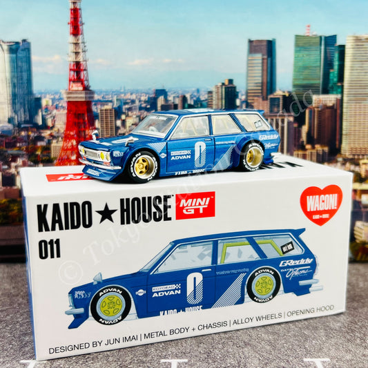 MINI GT x Kaido House 1/64 Datsun KAIDO 510 Wagon Blue LHD KHMG011
