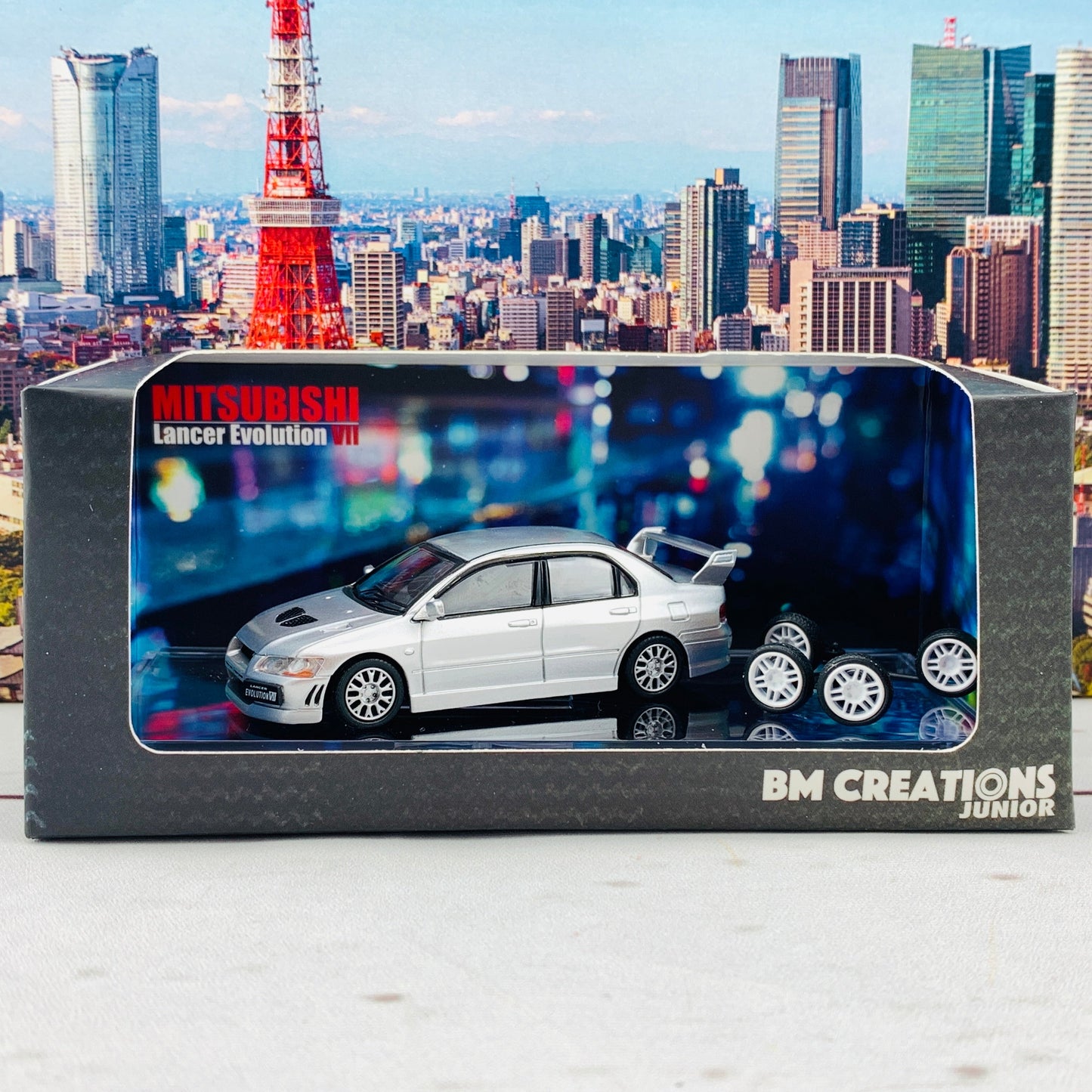 BM Creations JUNIOR 1/64 Mitsubishi Lancer Evolution VII SILVER RHD 64B0086