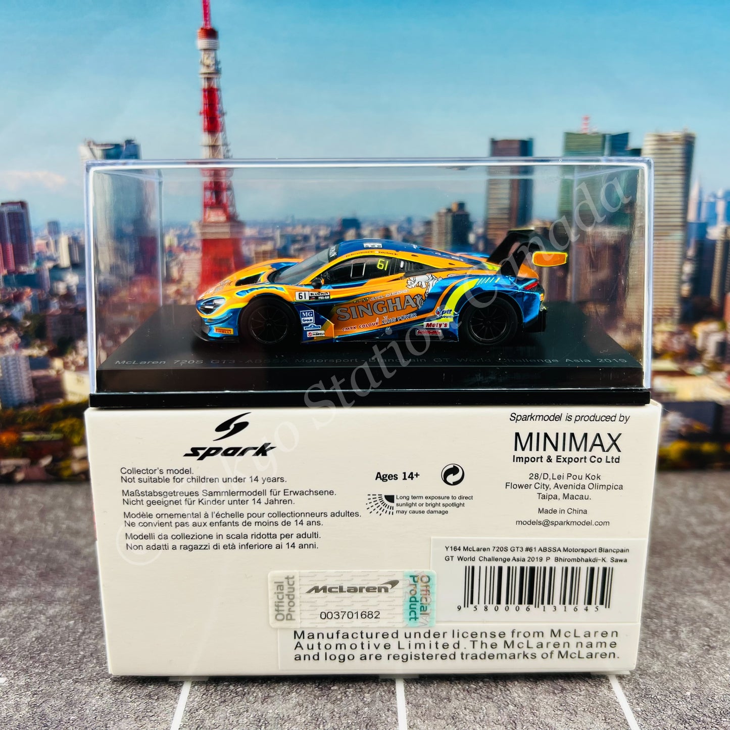 Sparky 1/64 MCLAREN 720S GT3 NO.61 ABSSA MOTORSPORT BLANCPAIN GT WORLD CHALLENGE ASIA 2019 P. BHIROMBHAKDI - K. SAWA Y164