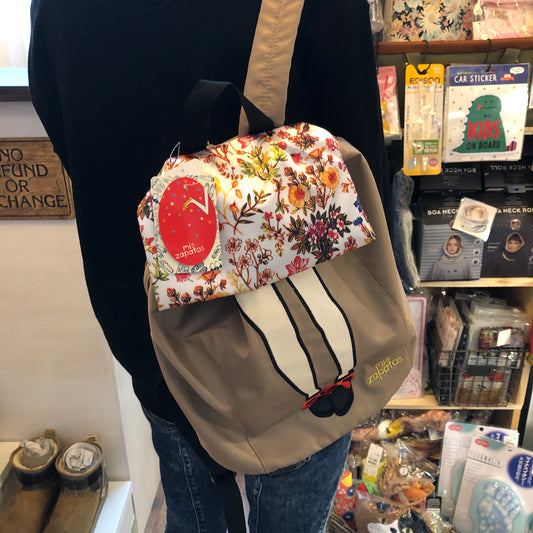 mis zapatos Floral Skirt Nylon Backpack - Beige