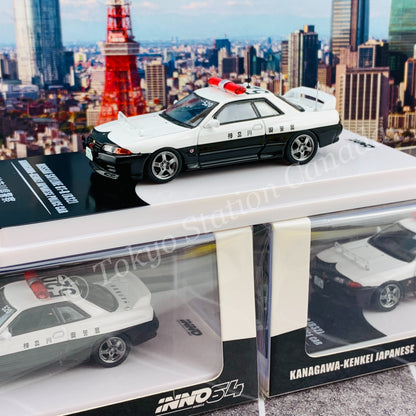 INNO64 1/64 NISSAN SKYLINE GT-R (R32) KANAGAWA-KENKEI Japanese Police car IN64-R32-JPPC