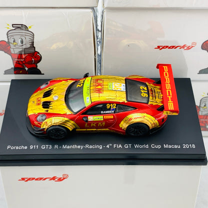 Sparky 1/64 PORSCHE 911 GT3 R NO.912 MANTHEY-RACING FIA GT WORLD CUP MACAU 2018 EARL BAMBER Y126