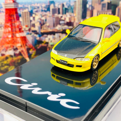 HOBBY JAPAN 1/64 Honda Civic EG6 Customized Version Carbon Bonnet YELLOW HJ641017CBY
