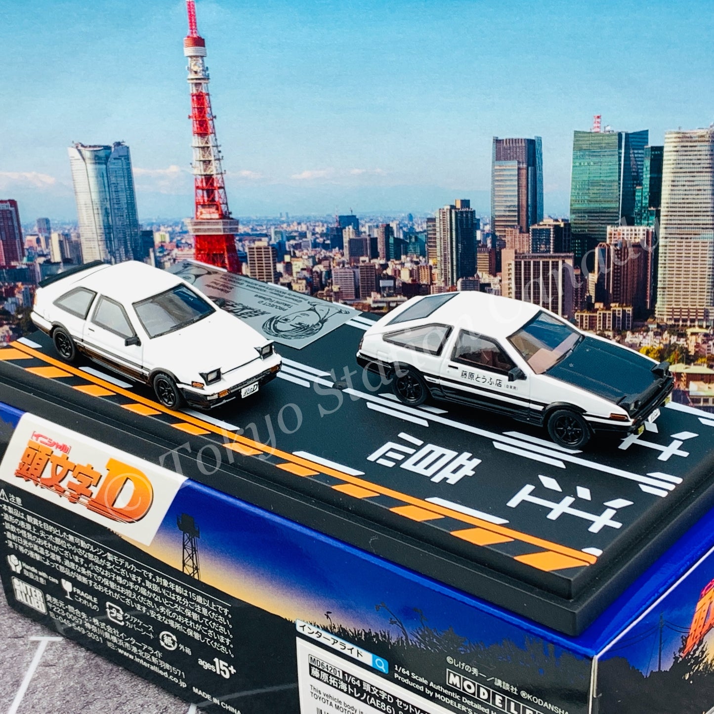 MODELER'S 1/64 Initial D Set Vol.1 Takumi Fujiwara Trueno (AE86) & Shinji Inui Trueno 2 Door (AE86) MD64201