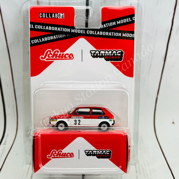 Tarmac Works x Schuco 1/64 Volkswagen Golf I GTI  Rally Monte Carlo 1983 Decal included T64S-008-MAR