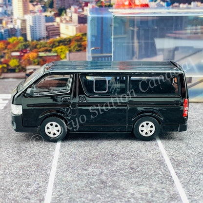 BM CREATIONS JUNIOR 1/64 Toyota 2016 Hiace BLACK RHD with Extra Wheels, Lowering Parts and Body Kit 64B0144