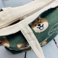 Shiba Inu Green Tote Bag with Zipper by Mintinn 25013