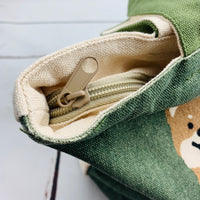 Shiba Inu Green "Called Me" Mini Tote Bag with Zipper by Mintinn 23016