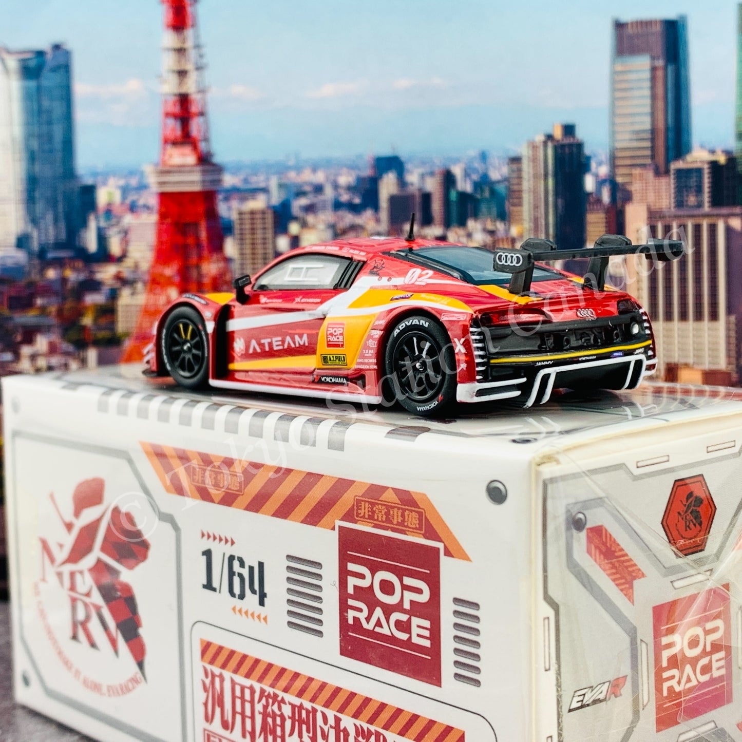 POPRACE 1/64 Audi R8 LMS EVA RT Production Model Type-02 X Works with Race Queen Figure PR64-R8LMS-EVA02 (9588826261931)