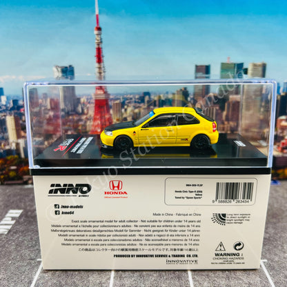INNO64 1/64 HONDA CIVIC Type-R EK9 Yellow Tuned by Spoon Sports IN64-EK9-YLSP