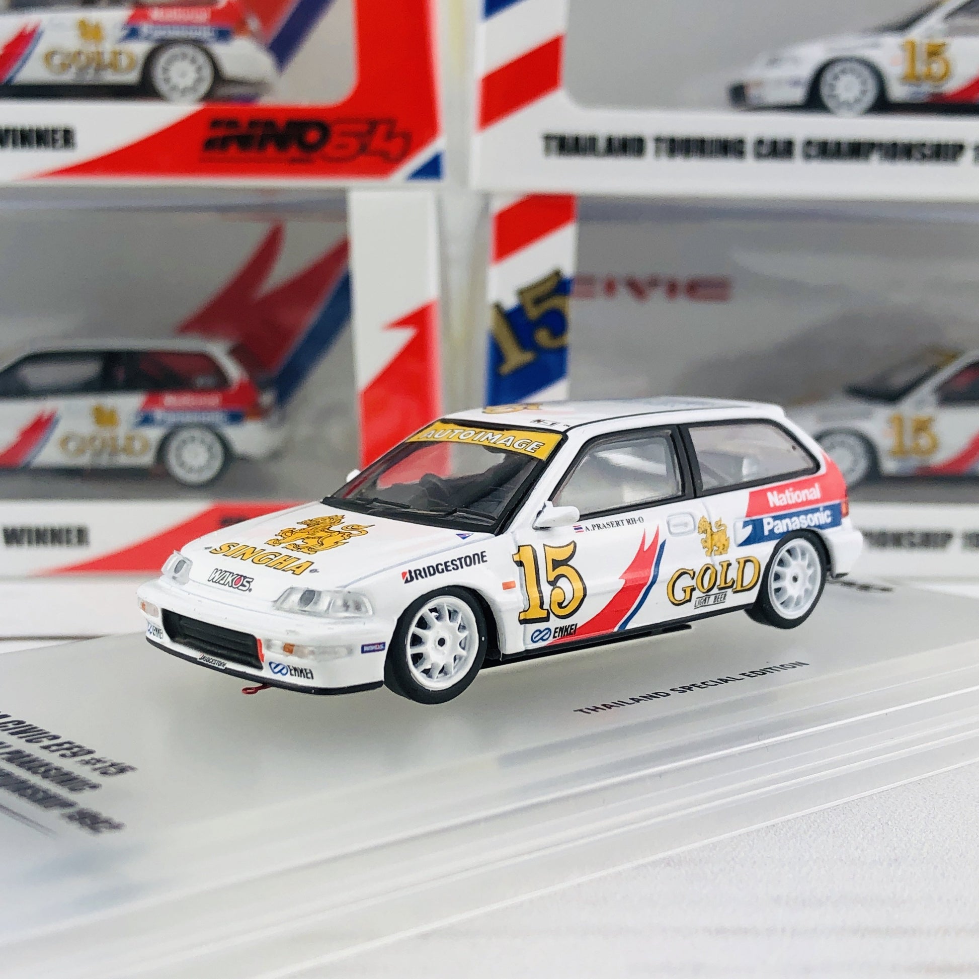 INNO64 Honda Civic EF9 #15 "Singha National Panasonic" Thailand Touring Car Championship 1992 WInner Thailand Special Edition IN64-EF9-TTCC92