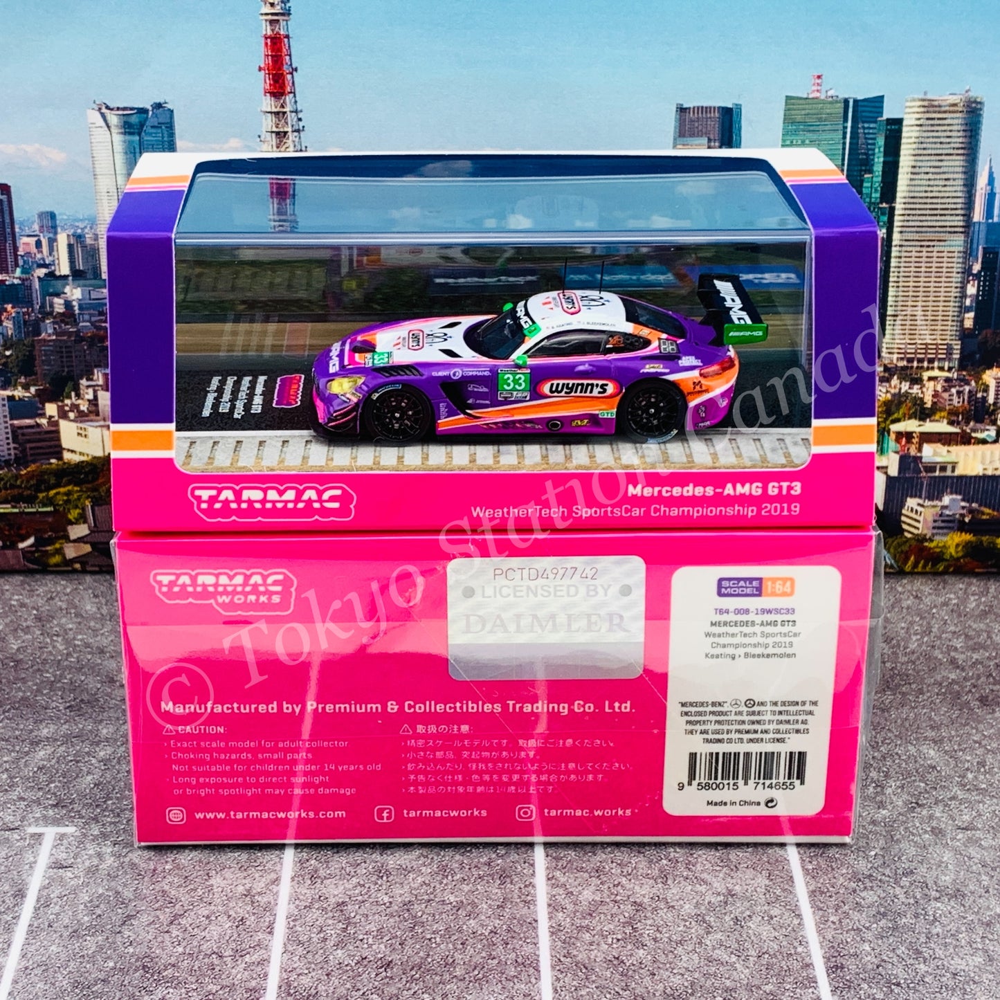 Tarmac Works HOBBY64 Collection 1/64 Mercedes-AMG GT3 WeatherTech SportsCar Championship 2019 Keating / Bleekemolen T64-008-19WSC33