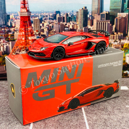 MINI GT 1/64 Lamborghini Aventador SVJ  Rosso Mars LHD MGT00198-L