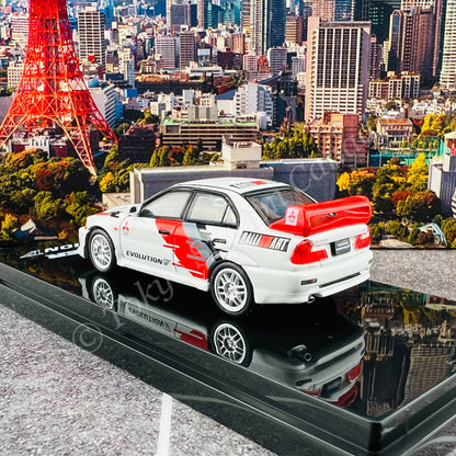 HOBBY JAPAN 1/64 MITSUBISHI LANCER GSR EVOLUTION 5 (CP9A) 1998 Gr. A Promotion Model White HJ641032CW