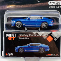 MIJO Exclusives Mini GT 1/64 Bentley COntinental GT Sequin Blue LHD MGT00094-MJ
