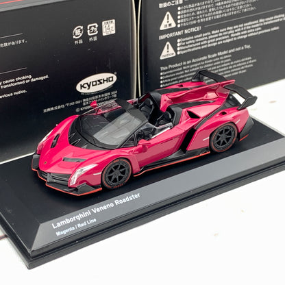 KYOSHO 1/64 Lamborghini Veneno Roadster Magenta/Red Line KS07040A3