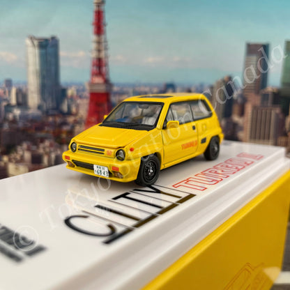 INNO64 1/64 HONDA CITY TURBO II Yellow With MOTOCOMPO IN64-CITYII-YL
