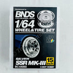 BNDS 1/64 Alloy Wheel & Tire Set SSR MK-III SILVER BC64060