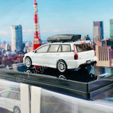 INNO64 1/64 MITSUBISHI LANCER EVOLUTION IX WAGON White Pearl With Roof Cargo  Box and Extra Wheels IN64-EVO9W-WHP