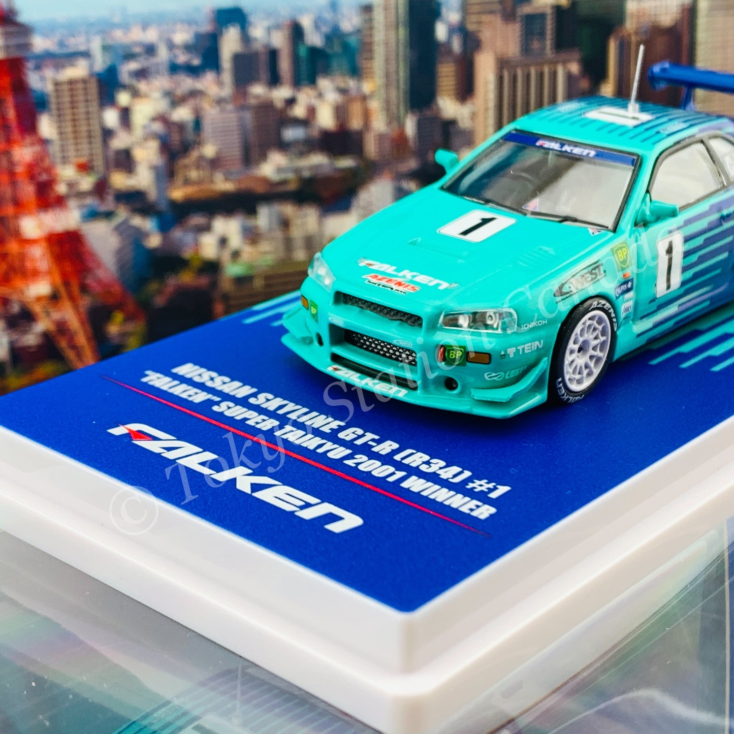 INNO64 1/64 NISSAN SKYLINE GT-R R34 #1 "FALKEN" Super Taikyu 2001 Winner IN64-R34RA-FAL